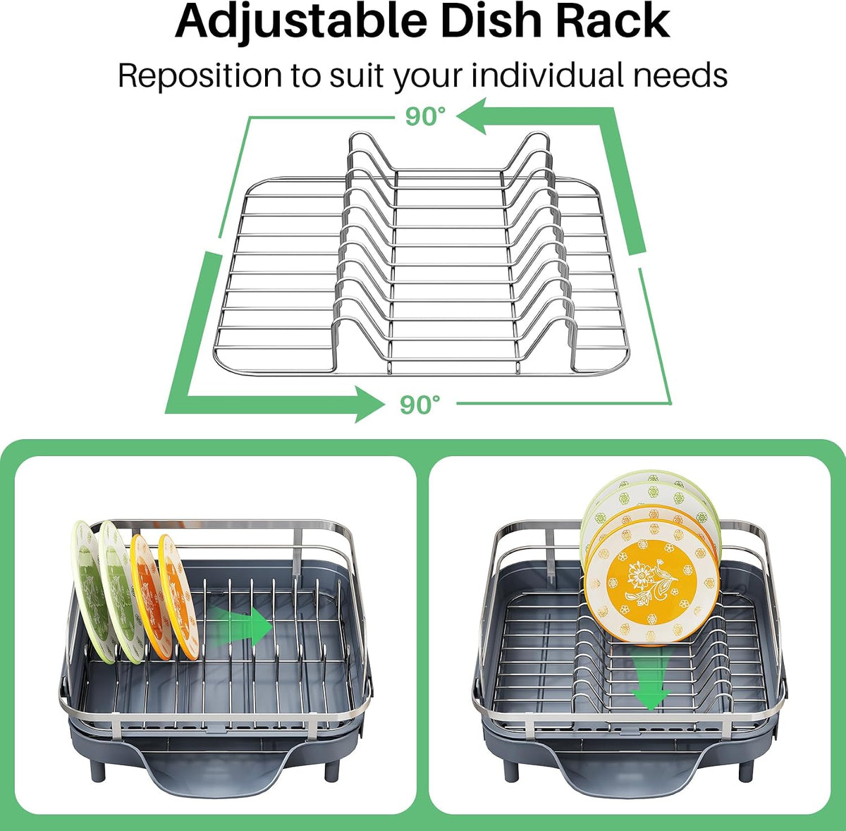 Expandable Dish Drying Rack for Small Kitchen Counter, Black