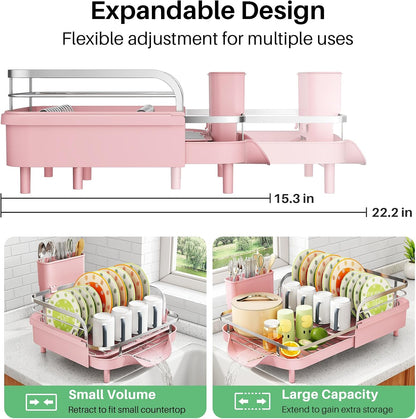 Expandable Dish Drying Rack for Small Kitchen Counter, Black