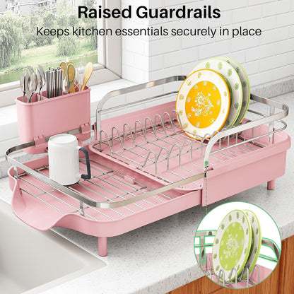 Expandable Dish Drying Rack for Small Kitchen Counter, Black