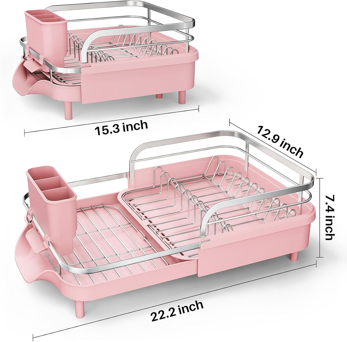 Expandable Dish Drying Rack for Small Kitchen Counter, Black