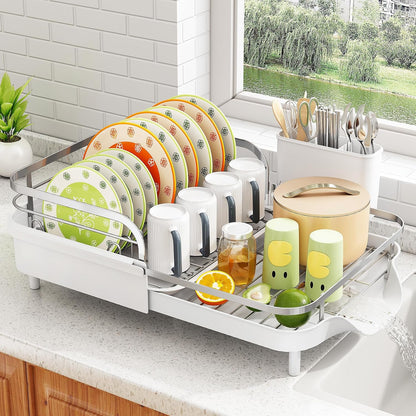 Expandable Dish Drying Rack for Small Kitchen Counter, Black