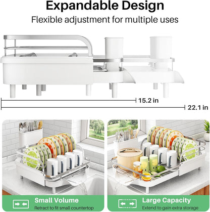 Expandable Dish Drying Rack for Small Kitchen Counter, Black