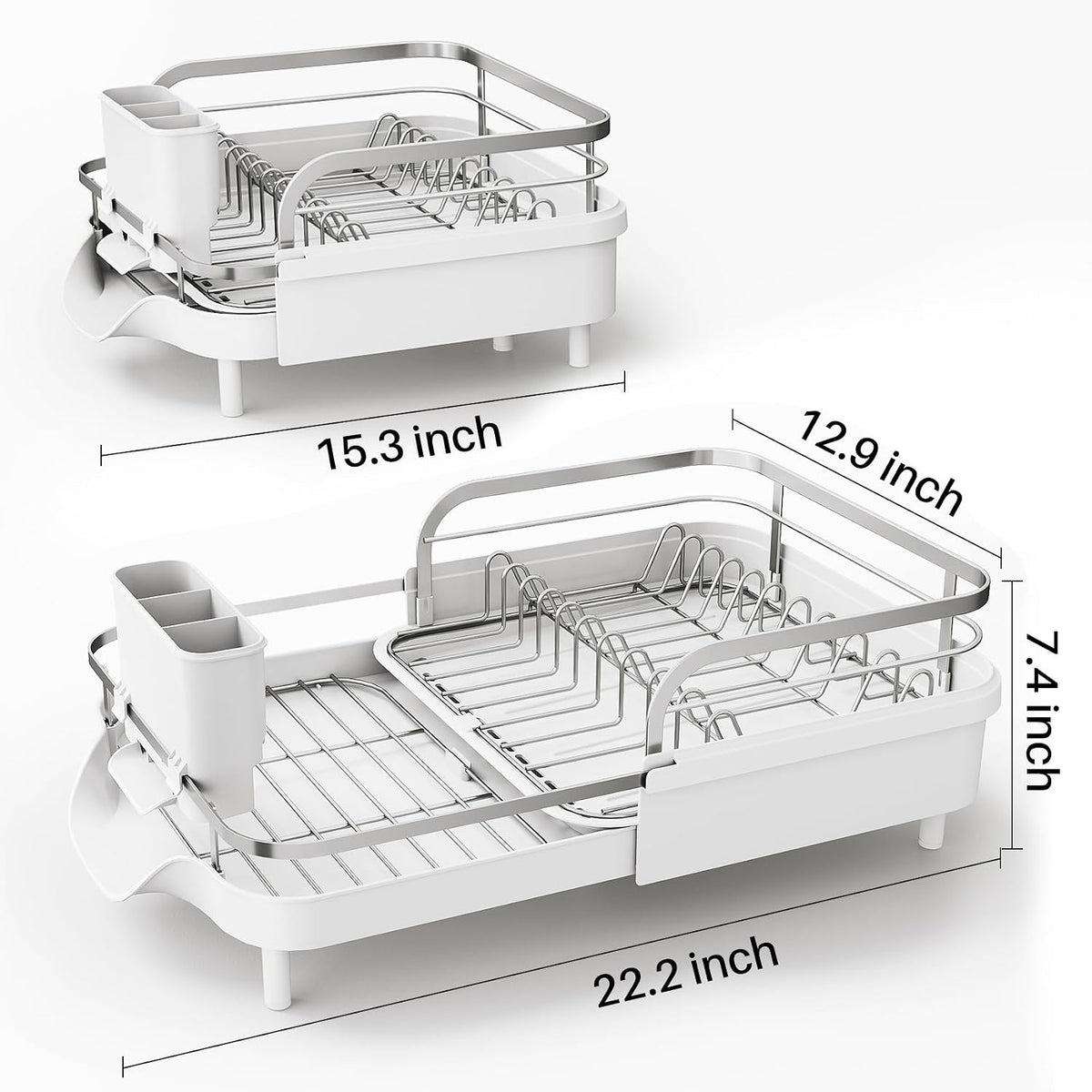 Expandable Dish Drying Rack for Small Kitchen Counter, Black