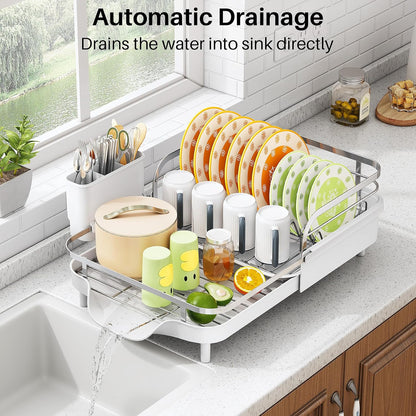 Expandable Dish Drying Rack for Small Kitchen Counter, Black