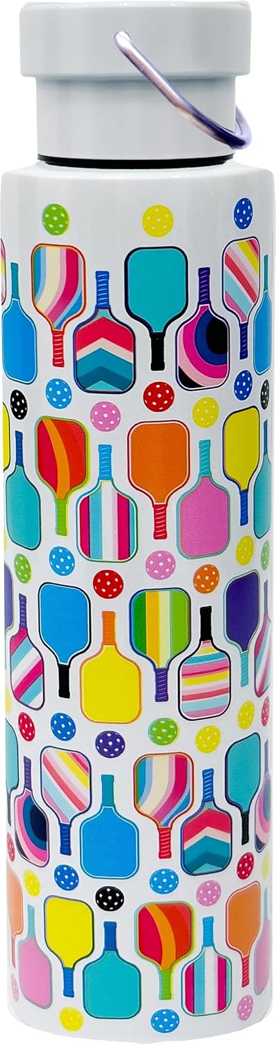 Pickleball Stainless Steel Bottle - Travel Drink Cup with Twist Lid for Hot and Cold Beverages, 24 Oz