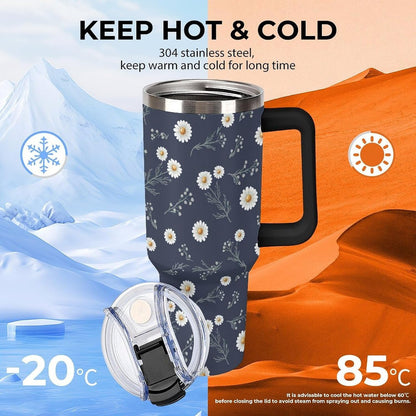 Leakproof Tumbler Vacuum Sealed Car Holder Friendly For Travel Teal And Peach Tropical Palm Leaf Pattern Water Tumbler white-style-23 - Colors F