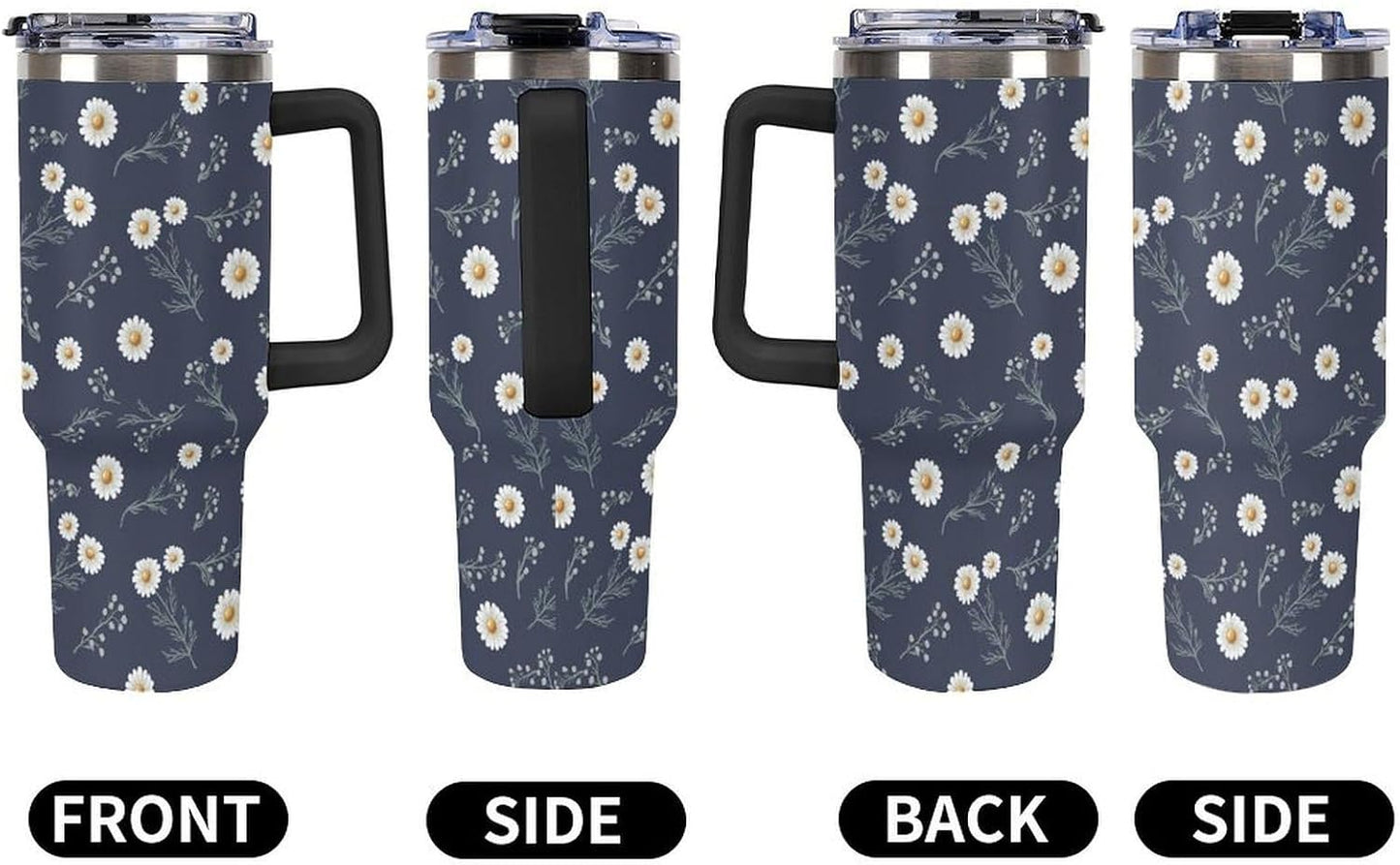 Leakproof Tumbler Vacuum Sealed Car Holder Friendly For Travel Teal And Peach Tropical Palm Leaf Pattern Water Tumbler white-style-23 - Colors F