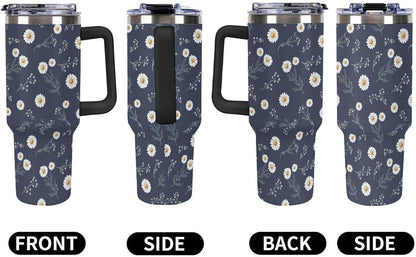 Leakproof Tumbler Vacuum Sealed Car Holder Friendly For Travel Teal And Peach Tropical Palm Leaf Pattern Water Tumbler white-style-23 - Colors F