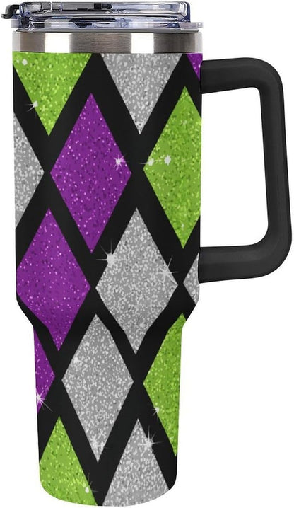 Leakproof Tumbler Vacuum Sealed Car Holder Friendly For Travel Teal And Peach Tropical Palm Leaf Pattern Water Tumbler white-style-23 - Colors F