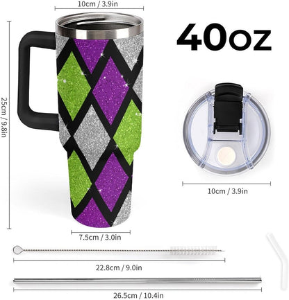 Leakproof Tumbler Vacuum Sealed Car Holder Friendly For Travel Teal And Peach Tropical Palm Leaf Pattern Water Tumbler white-style-23 - Colors F