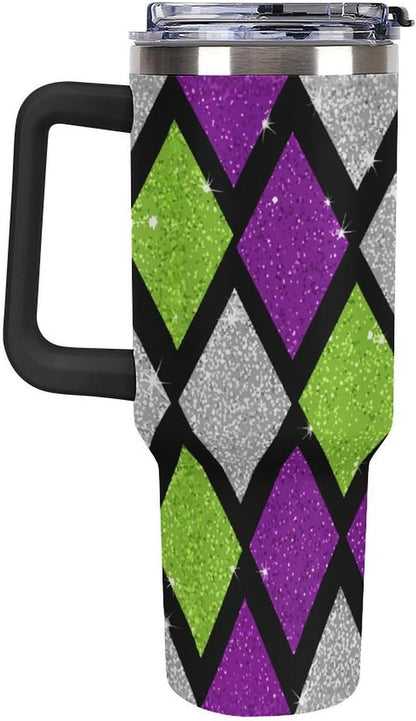 Leakproof Tumbler Vacuum Sealed Car Holder Friendly For Travel Teal And Peach Tropical Palm Leaf Pattern Water Tumbler white-style-23 - Colors F