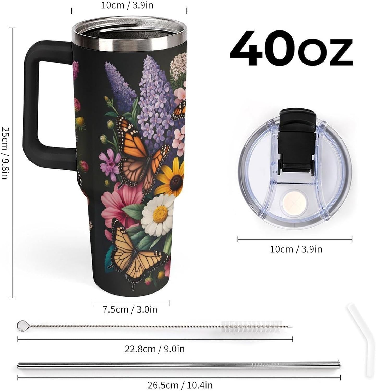 Leakproof Tumbler Vacuum Sealed Car Holder Friendly For Travel Teal And Peach Tropical Palm Leaf Pattern Water Tumbler white-style-23 - Colors F