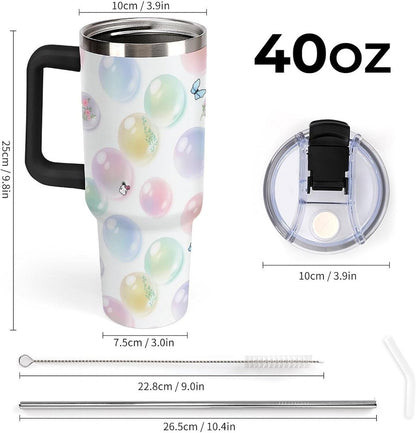 Leakproof Tumbler Vacuum Sealed Car Holder Friendly For Travel Teal And Peach Tropical Palm Leaf Pattern Water Tumbler white-style-23 - Colors F