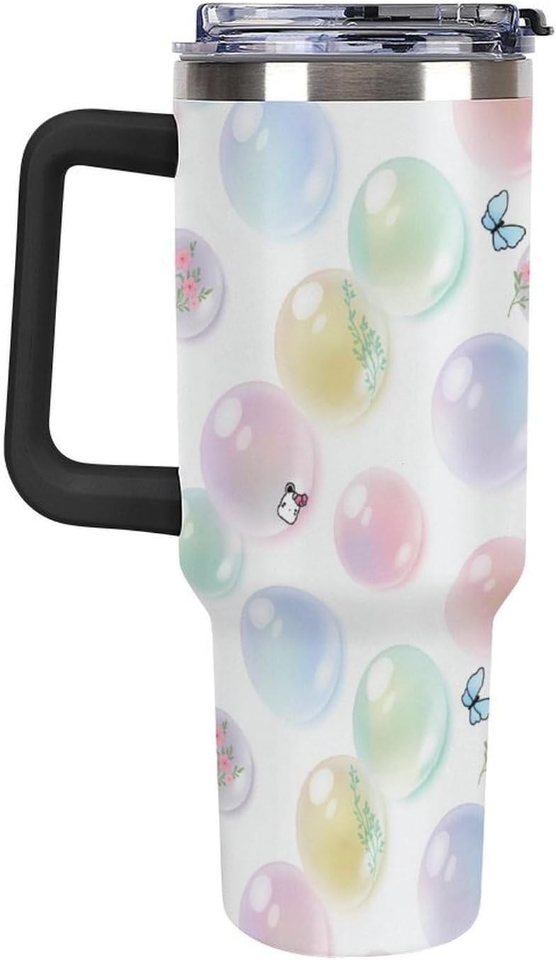 Leakproof Tumbler Vacuum Sealed Car Holder Friendly For Travel Teal And Peach Tropical Palm Leaf Pattern Water Tumbler white-style-23 - Colors F