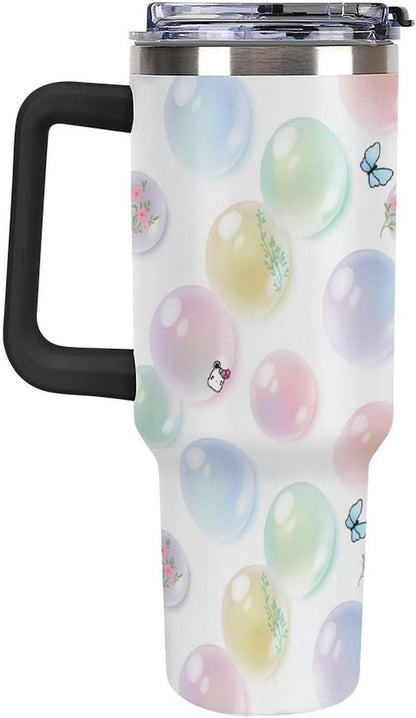 Leakproof Tumbler Vacuum Sealed Car Holder Friendly For Travel Teal And Peach Tropical Palm Leaf Pattern Water Tumbler white-style-23 - Colors F