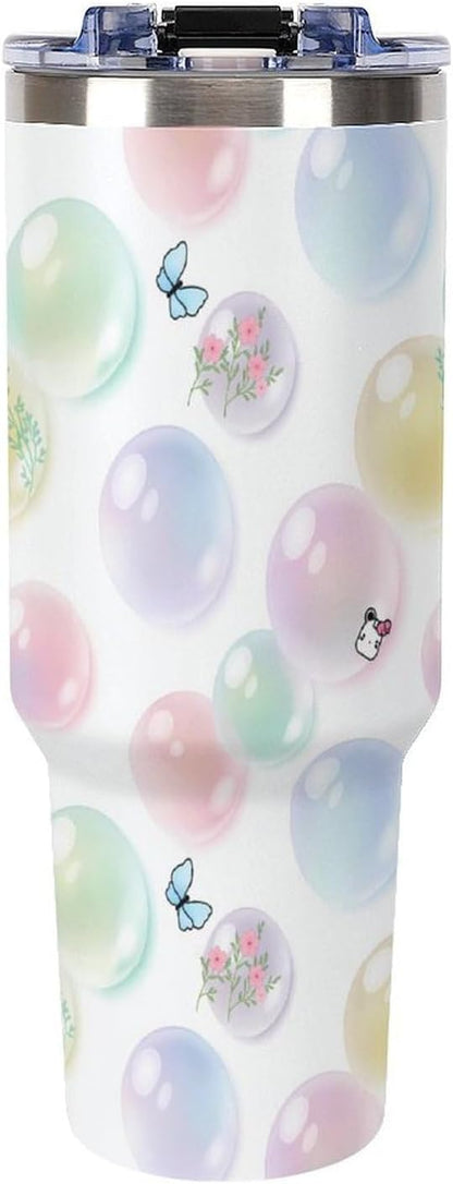 Leakproof Tumbler Vacuum Sealed Car Holder Friendly For Travel Teal And Peach Tropical Palm Leaf Pattern Water Tumbler white-style-23 - Colors F