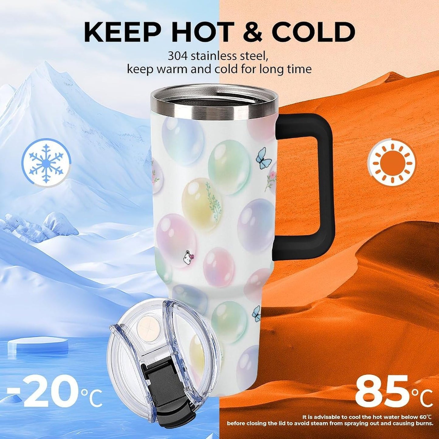 Leakproof Tumbler Vacuum Sealed Car Holder Friendly For Travel Teal And Peach Tropical Palm Leaf Pattern Water Tumbler white-style-23 - Colors F