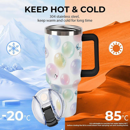 Leakproof Tumbler Vacuum Sealed Car Holder Friendly For Travel Teal And Peach Tropical Palm Leaf Pattern Water Tumbler white-style-23 - Colors F