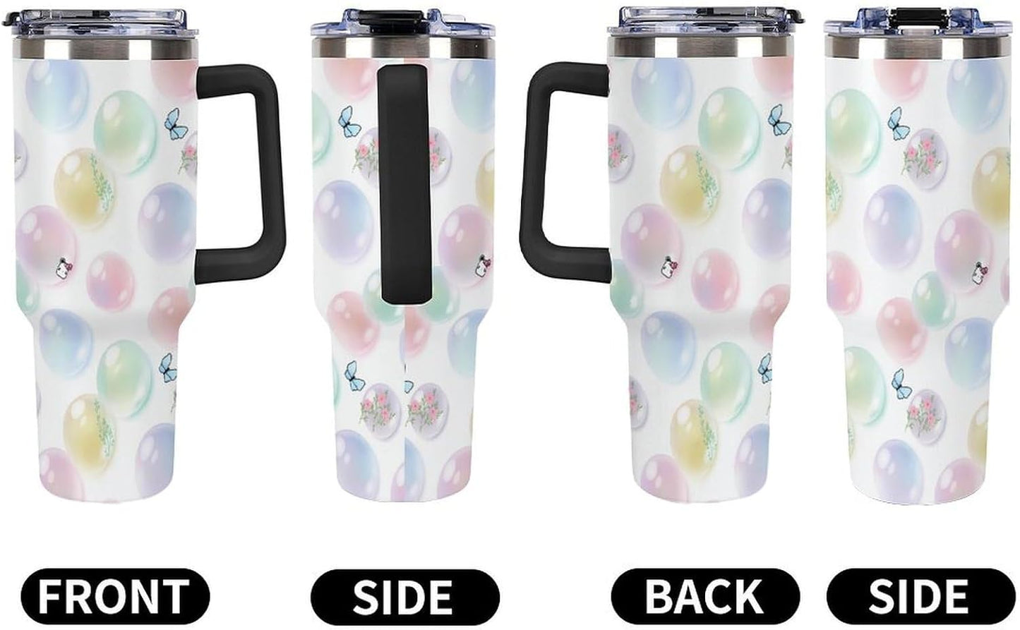 Leakproof Tumbler Vacuum Sealed Car Holder Friendly For Travel Teal And Peach Tropical Palm Leaf Pattern Water Tumbler white-style-23 - Colors F