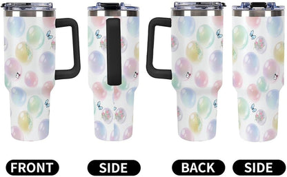 Leakproof Tumbler Vacuum Sealed Car Holder Friendly For Travel Teal And Peach Tropical Palm Leaf Pattern Water Tumbler white-style-23 - Colors F