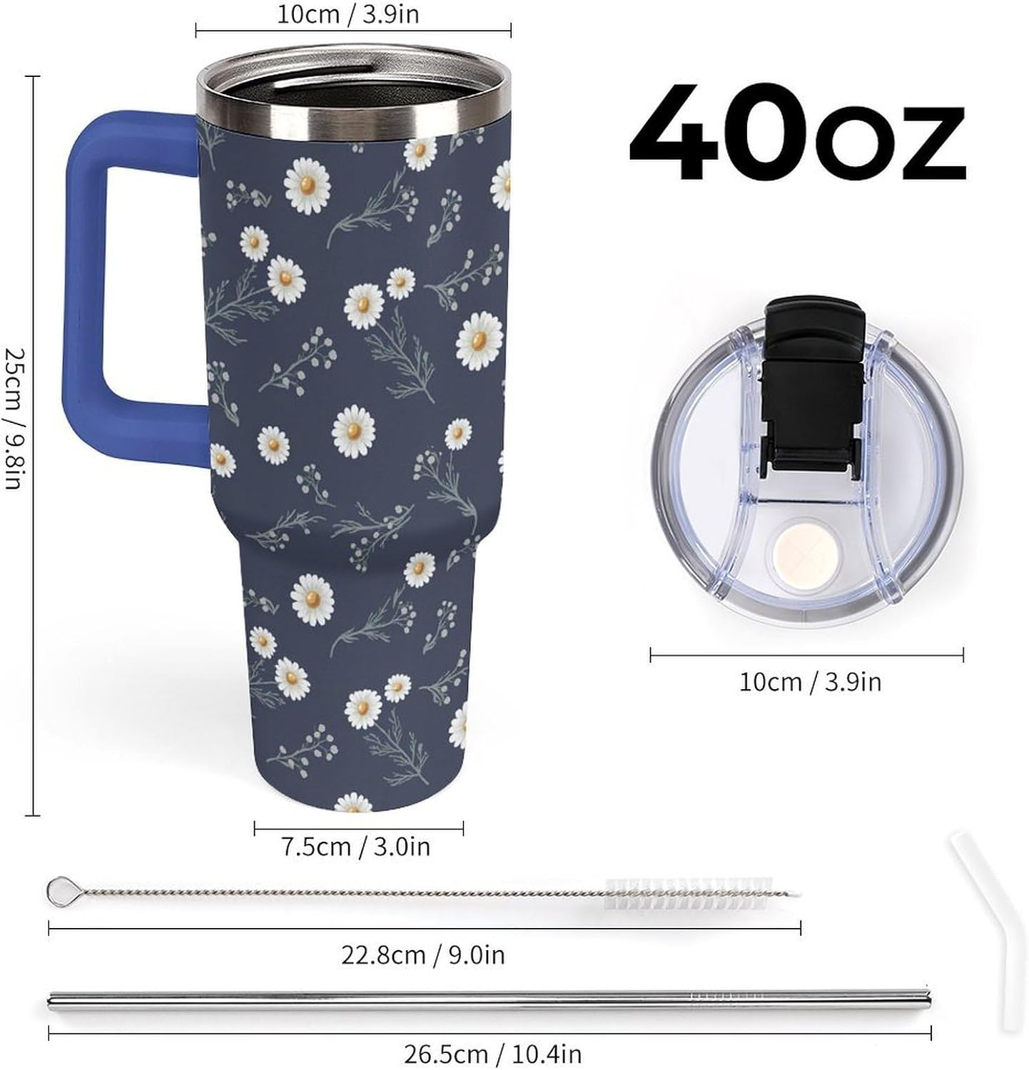 Leakproof Tumbler Vacuum Sealed Car Holder Friendly For Travel Teal And Peach Tropical Palm Leaf Pattern Water Tumbler white-style-23 - Colors F