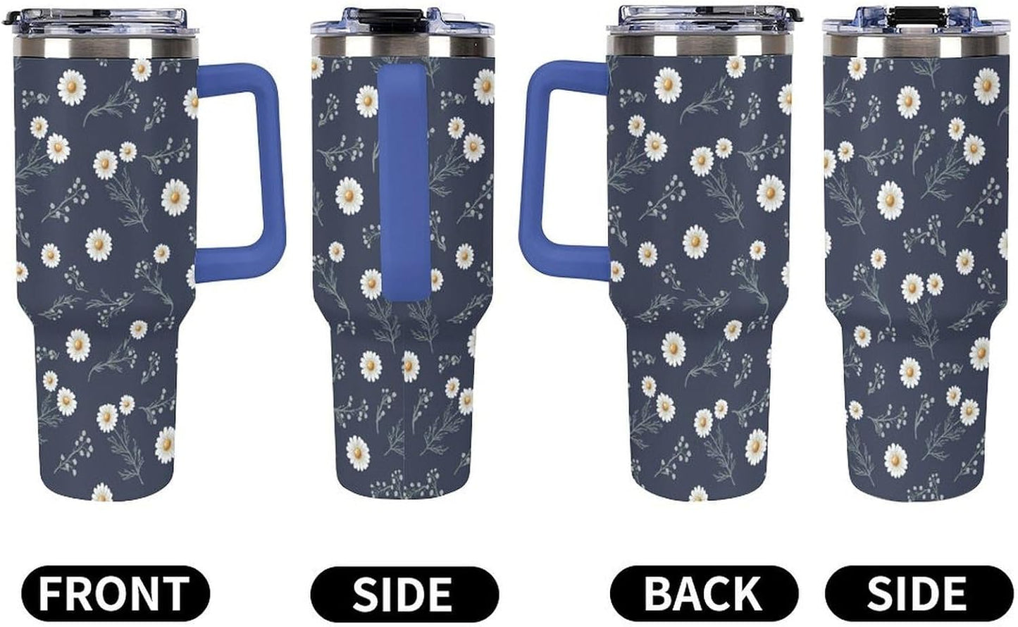 Leakproof Tumbler Vacuum Sealed Car Holder Friendly For Travel Teal And Peach Tropical Palm Leaf Pattern Water Tumbler white-style-23 - Colors F