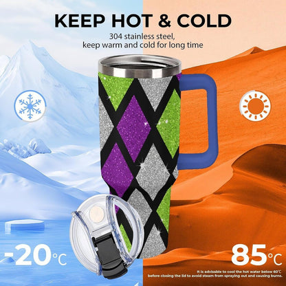 Leakproof Tumbler Vacuum Sealed Car Holder Friendly For Travel Teal And Peach Tropical Palm Leaf Pattern Water Tumbler white-style-23 - Colors F
