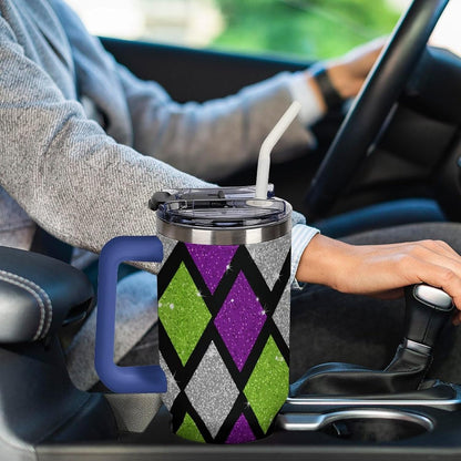 Leakproof Tumbler Vacuum Sealed Car Holder Friendly For Travel Teal And Peach Tropical Palm Leaf Pattern Water Tumbler white-style-23 - Colors F