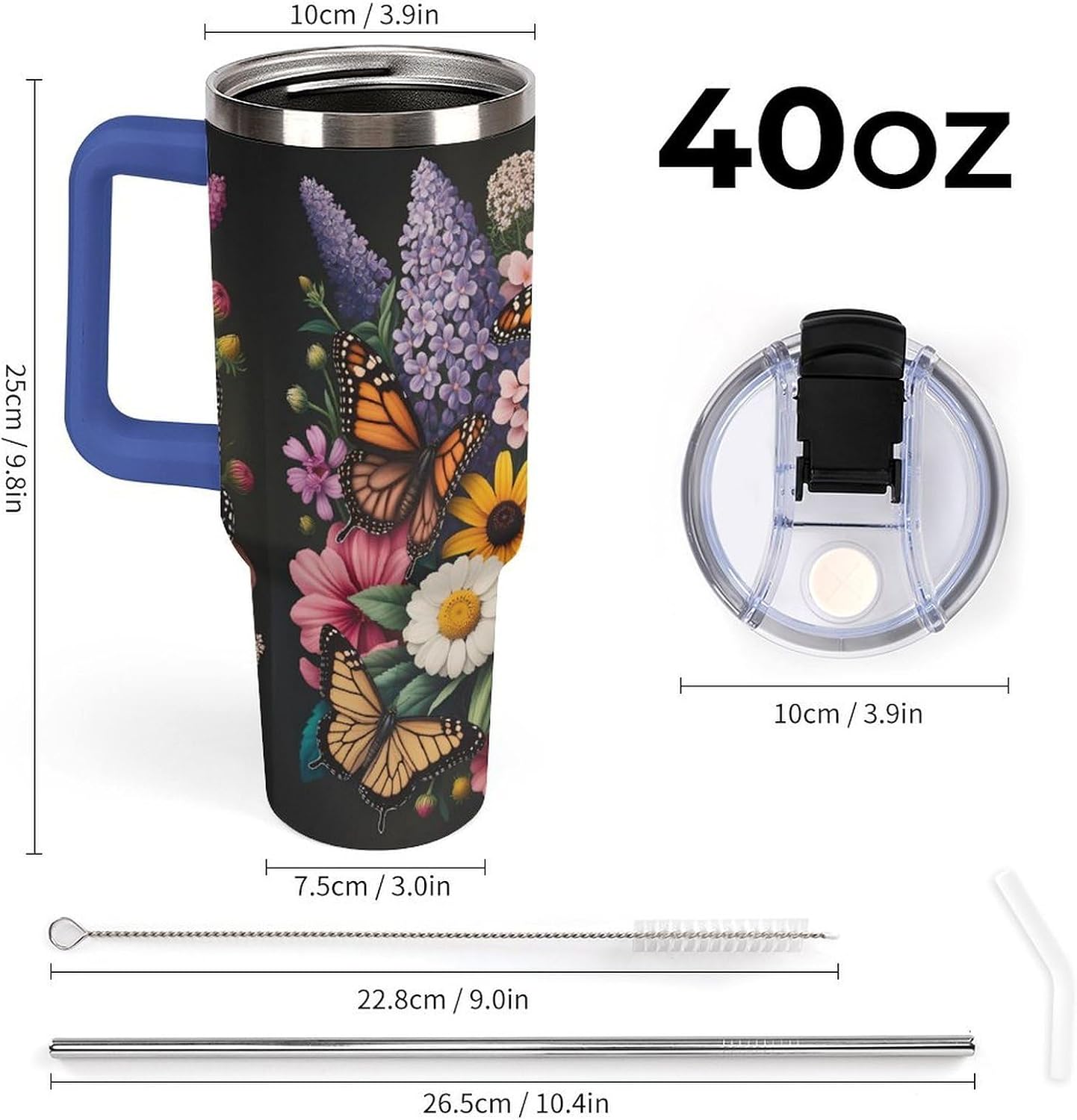 Leakproof Tumbler Vacuum Sealed Car Holder Friendly For Travel Teal And Peach Tropical Palm Leaf Pattern Water Tumbler white-style-23 - Colors F