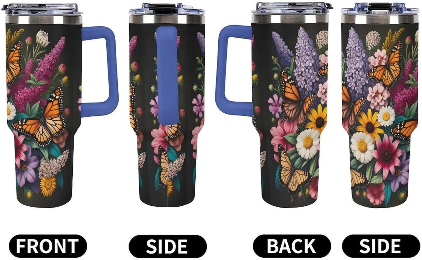Leakproof Tumbler Vacuum Sealed Car Holder Friendly For Travel Teal And Peach Tropical Palm Leaf Pattern Water Tumbler white-style-23 - Colors F