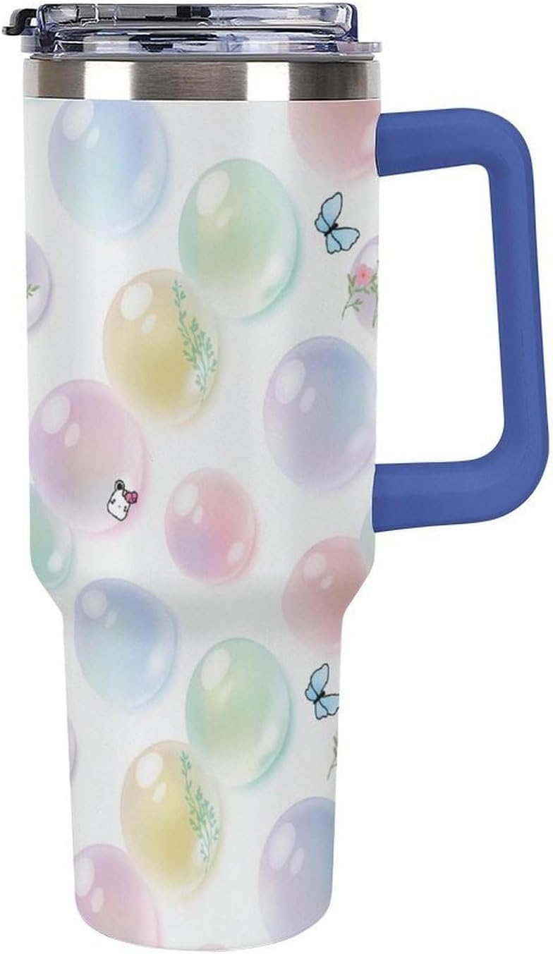 Leakproof Tumbler Vacuum Sealed Car Holder Friendly For Travel Teal And Peach Tropical Palm Leaf Pattern Water Tumbler white-style-23 - Colors F