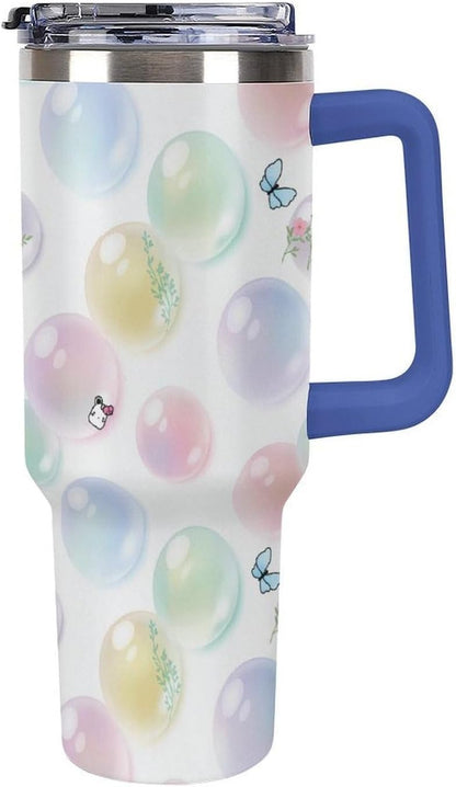 Leakproof Tumbler Vacuum Sealed Car Holder Friendly For Travel Teal And Peach Tropical Palm Leaf Pattern Water Tumbler white-style-23 - Colors F