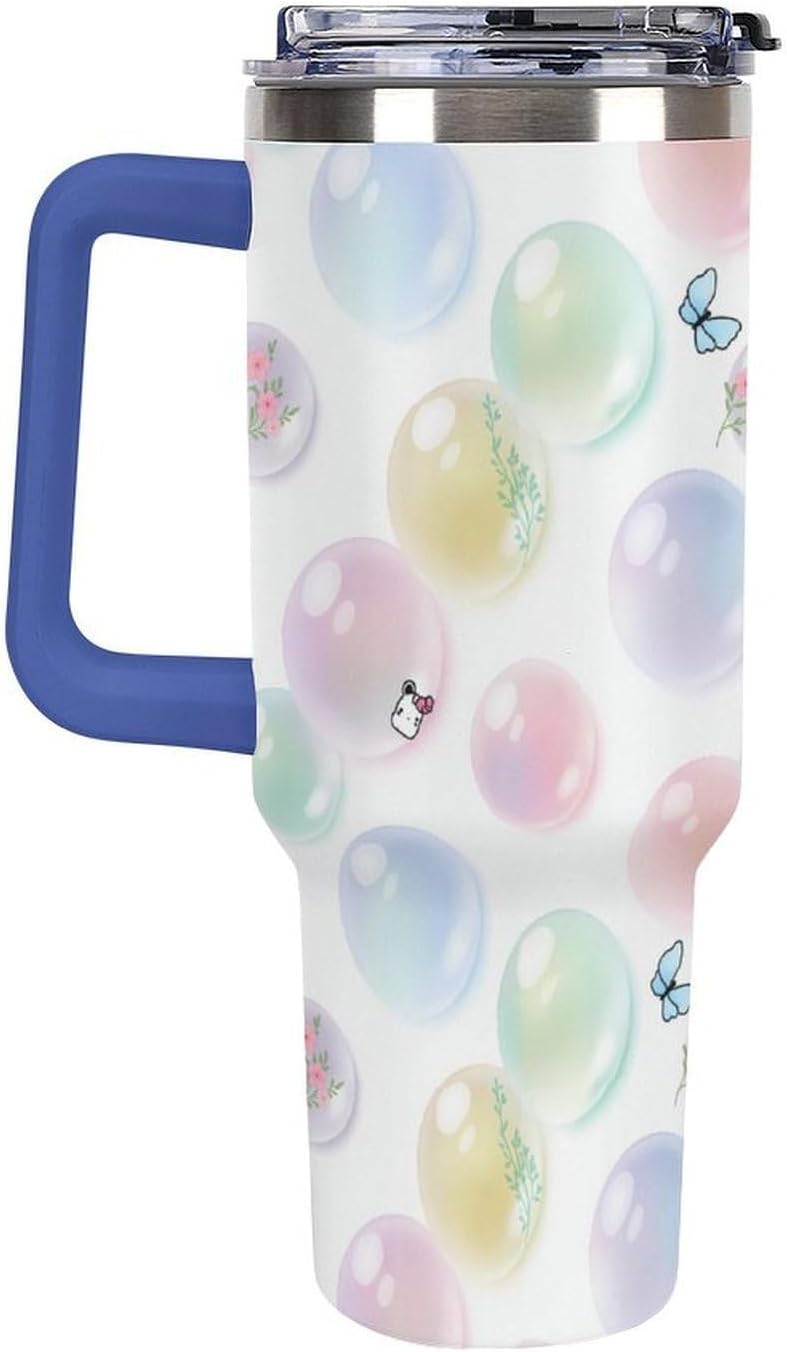 Leakproof Tumbler Vacuum Sealed Car Holder Friendly For Travel Teal And Peach Tropical Palm Leaf Pattern Water Tumbler white-style-23 - Colors F