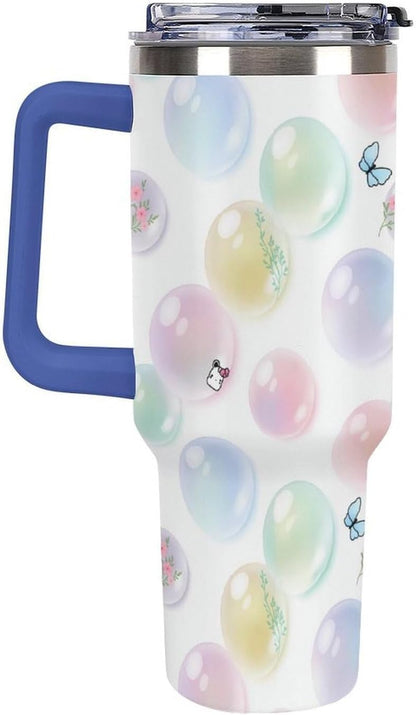 Leakproof Tumbler Vacuum Sealed Car Holder Friendly For Travel Teal And Peach Tropical Palm Leaf Pattern Water Tumbler white-style-23 - Colors F