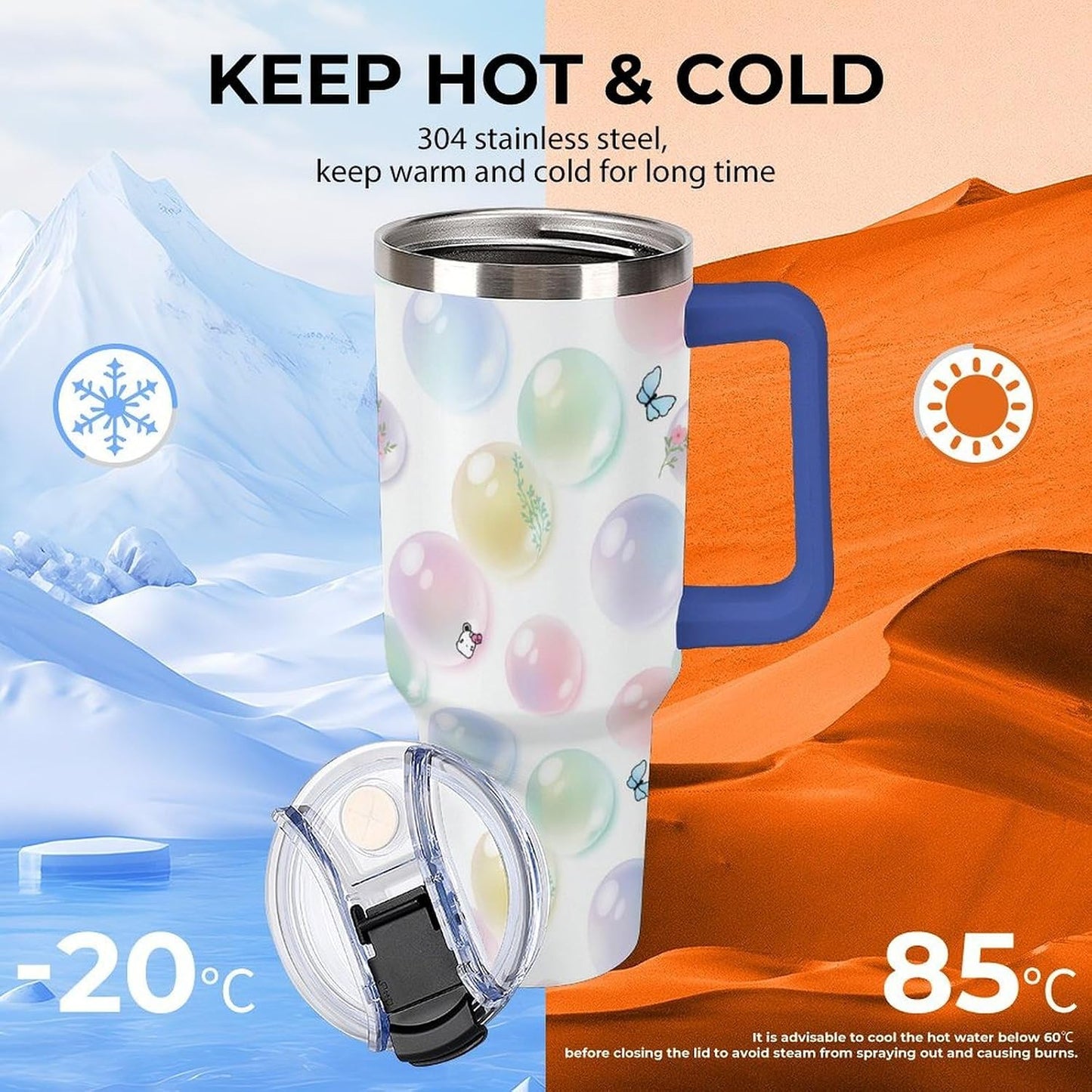 Leakproof Tumbler Vacuum Sealed Car Holder Friendly For Travel Teal And Peach Tropical Palm Leaf Pattern Water Tumbler white-style-23 - Colors F