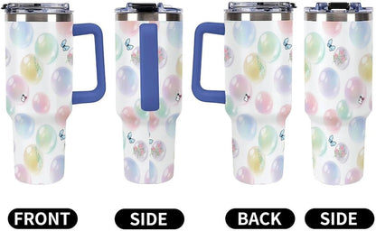 Leakproof Tumbler Vacuum Sealed Car Holder Friendly For Travel Teal And Peach Tropical Palm Leaf Pattern Water Tumbler white-style-23 - Colors F
