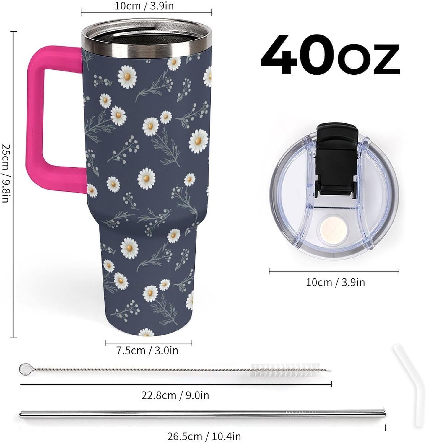Leakproof Tumbler Vacuum Sealed Car Holder Friendly For Travel Teal And Peach Tropical Palm Leaf Pattern Water Tumbler white-style-23 - Colors F