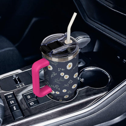 Leakproof Tumbler Vacuum Sealed Car Holder Friendly For Travel Teal And Peach Tropical Palm Leaf Pattern Water Tumbler white-style-23 - Colors F