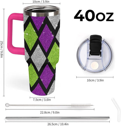 Leakproof Tumbler Vacuum Sealed Car Holder Friendly For Travel Teal And Peach Tropical Palm Leaf Pattern Water Tumbler white-style-23 - Colors F