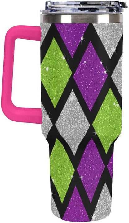 Leakproof Tumbler Vacuum Sealed Car Holder Friendly For Travel Teal And Peach Tropical Palm Leaf Pattern Water Tumbler white-style-23 - Colors F