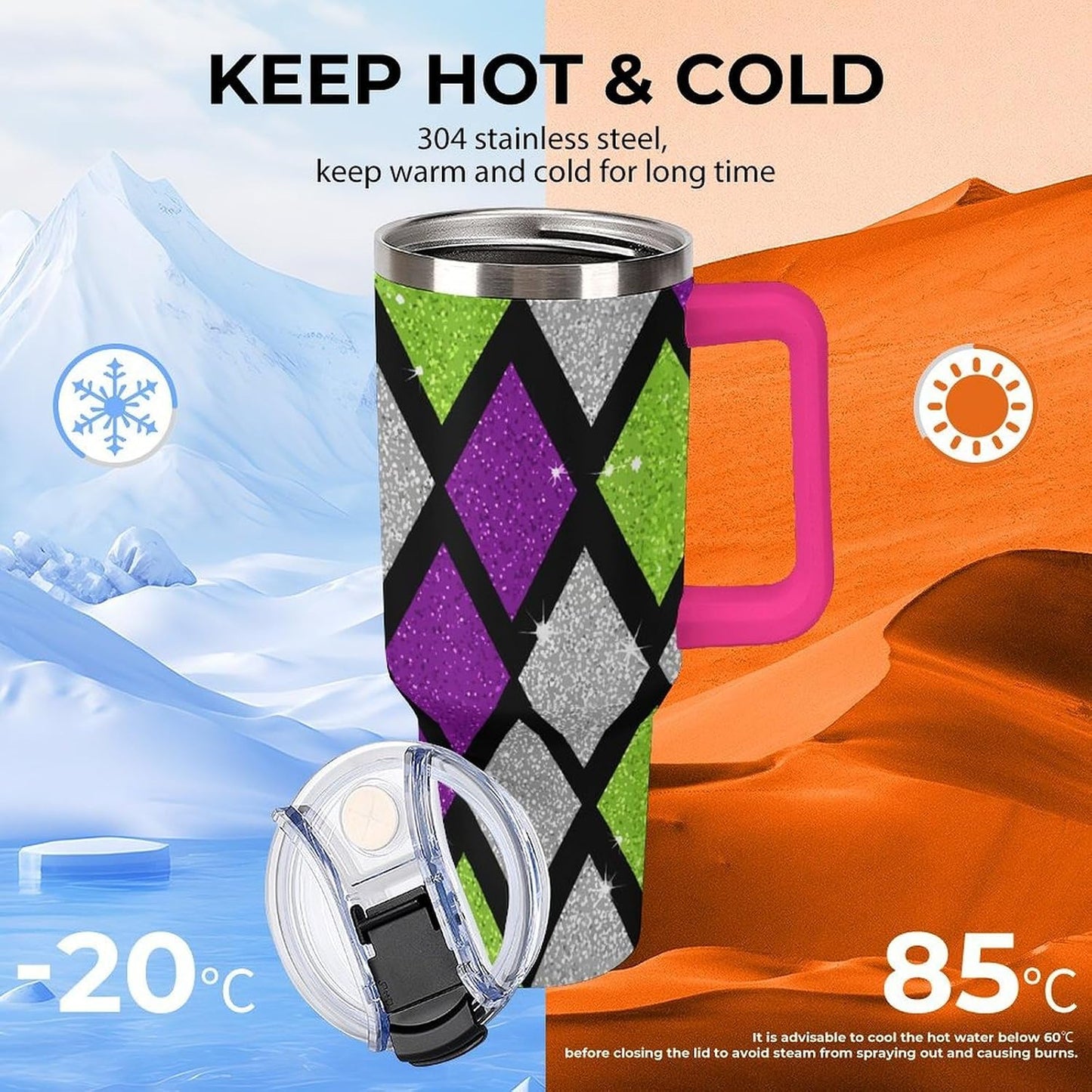 Leakproof Tumbler Vacuum Sealed Car Holder Friendly For Travel Teal And Peach Tropical Palm Leaf Pattern Water Tumbler white-style-23 - Colors F