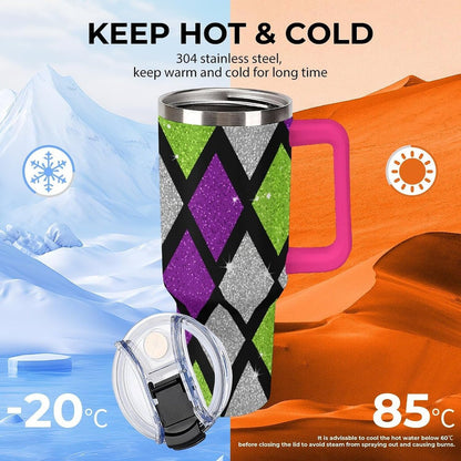 Leakproof Tumbler Vacuum Sealed Car Holder Friendly For Travel Teal And Peach Tropical Palm Leaf Pattern Water Tumbler white-style-23 - Colors F