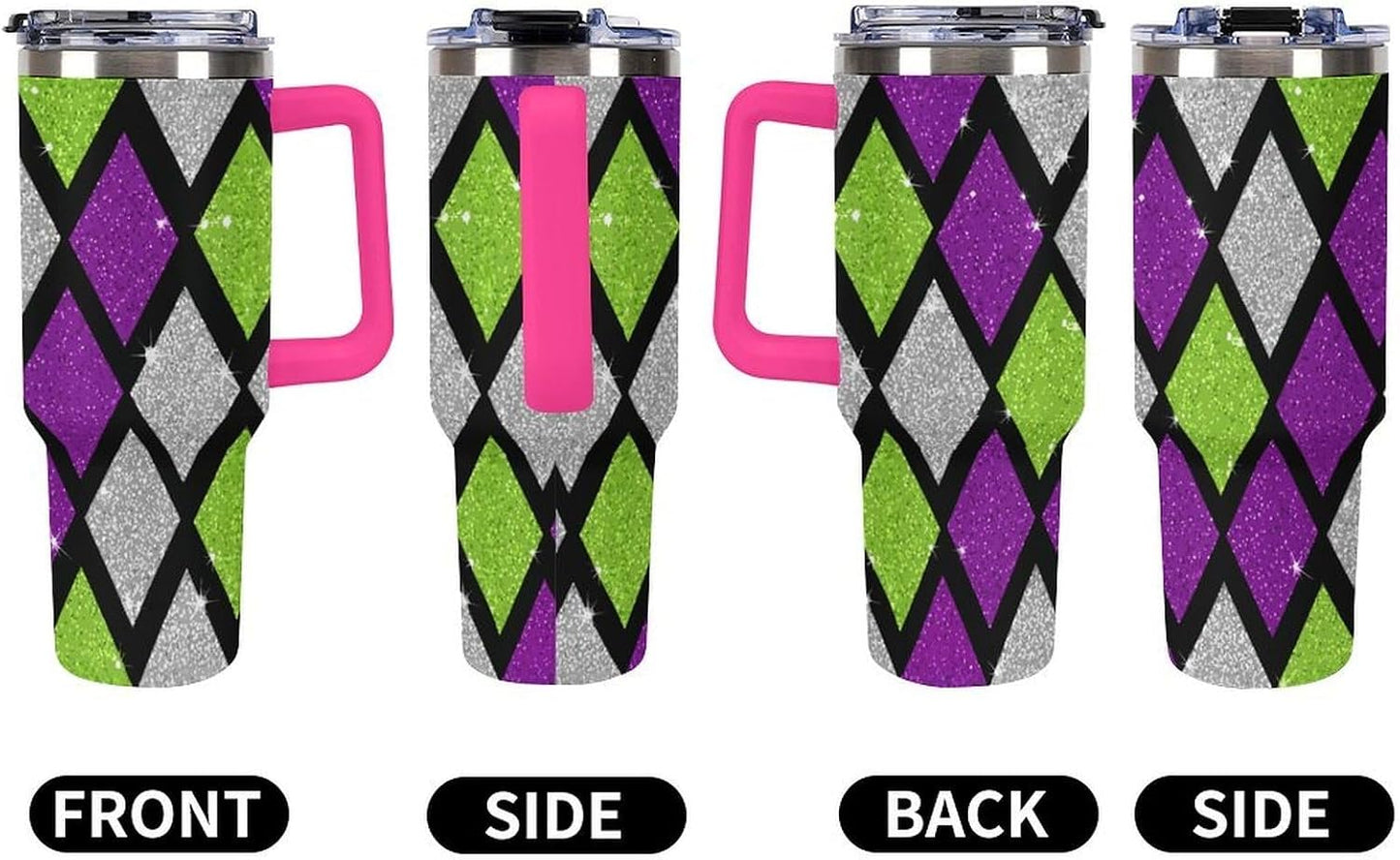 Leakproof Tumbler Vacuum Sealed Car Holder Friendly For Travel Teal And Peach Tropical Palm Leaf Pattern Water Tumbler white-style-23 - Colors F