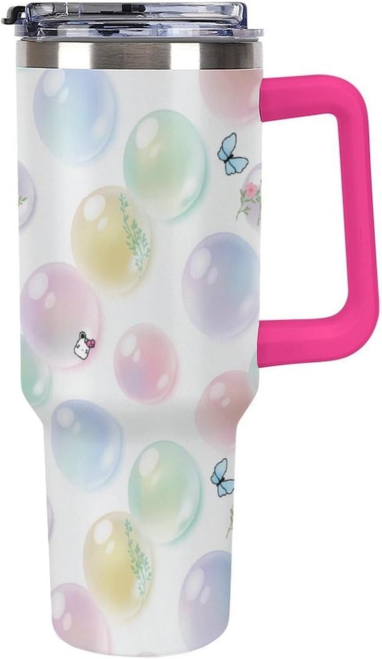Leakproof Tumbler Vacuum Sealed Car Holder Friendly For Travel Teal And Peach Tropical Palm Leaf Pattern Water Tumbler white-style-23 - Colors F