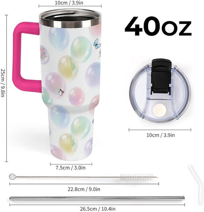 Leakproof Tumbler Vacuum Sealed Car Holder Friendly For Travel Teal And Peach Tropical Palm Leaf Pattern Water Tumbler white-style-23 - Colors F