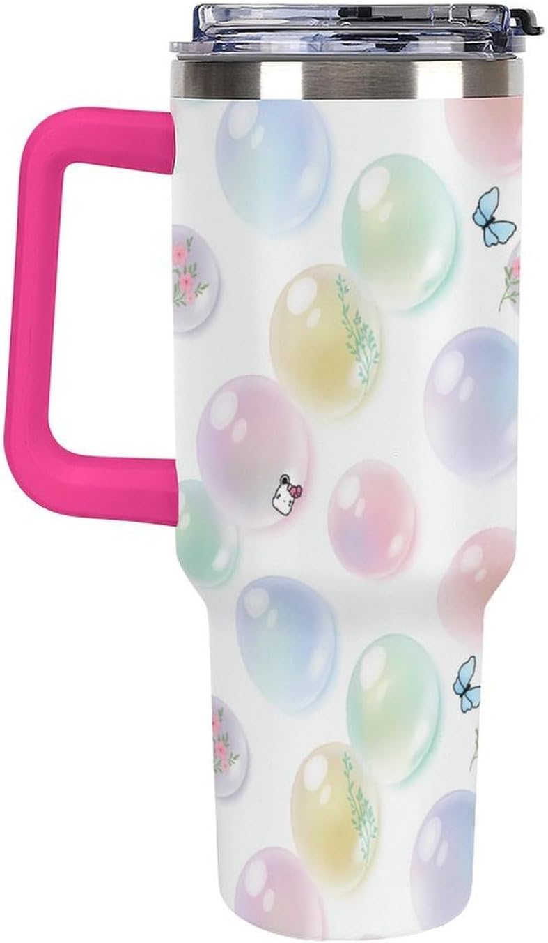Leakproof Tumbler Vacuum Sealed Car Holder Friendly For Travel Teal And Peach Tropical Palm Leaf Pattern Water Tumbler white-style-23 - Colors F