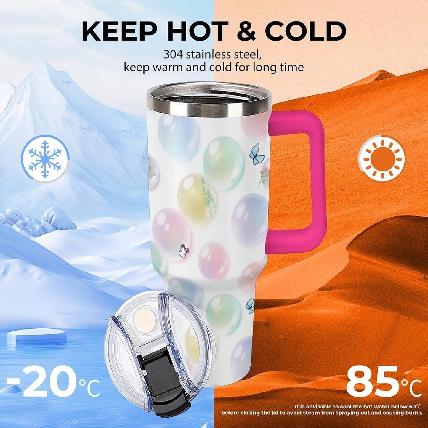 Leakproof Tumbler Vacuum Sealed Car Holder Friendly For Travel Teal And Peach Tropical Palm Leaf Pattern Water Tumbler white-style-23 - Colors F