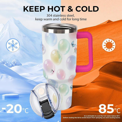 Leakproof Tumbler Vacuum Sealed Car Holder Friendly For Travel Teal And Peach Tropical Palm Leaf Pattern Water Tumbler white-style-23 - Colors F