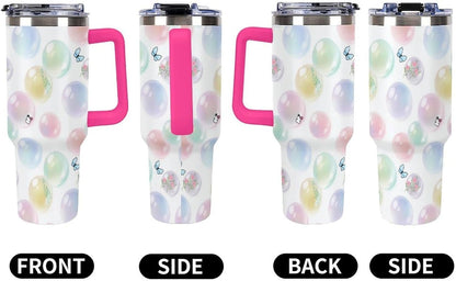 Leakproof Tumbler Vacuum Sealed Car Holder Friendly For Travel Teal And Peach Tropical Palm Leaf Pattern Water Tumbler white-style-23 - Colors F