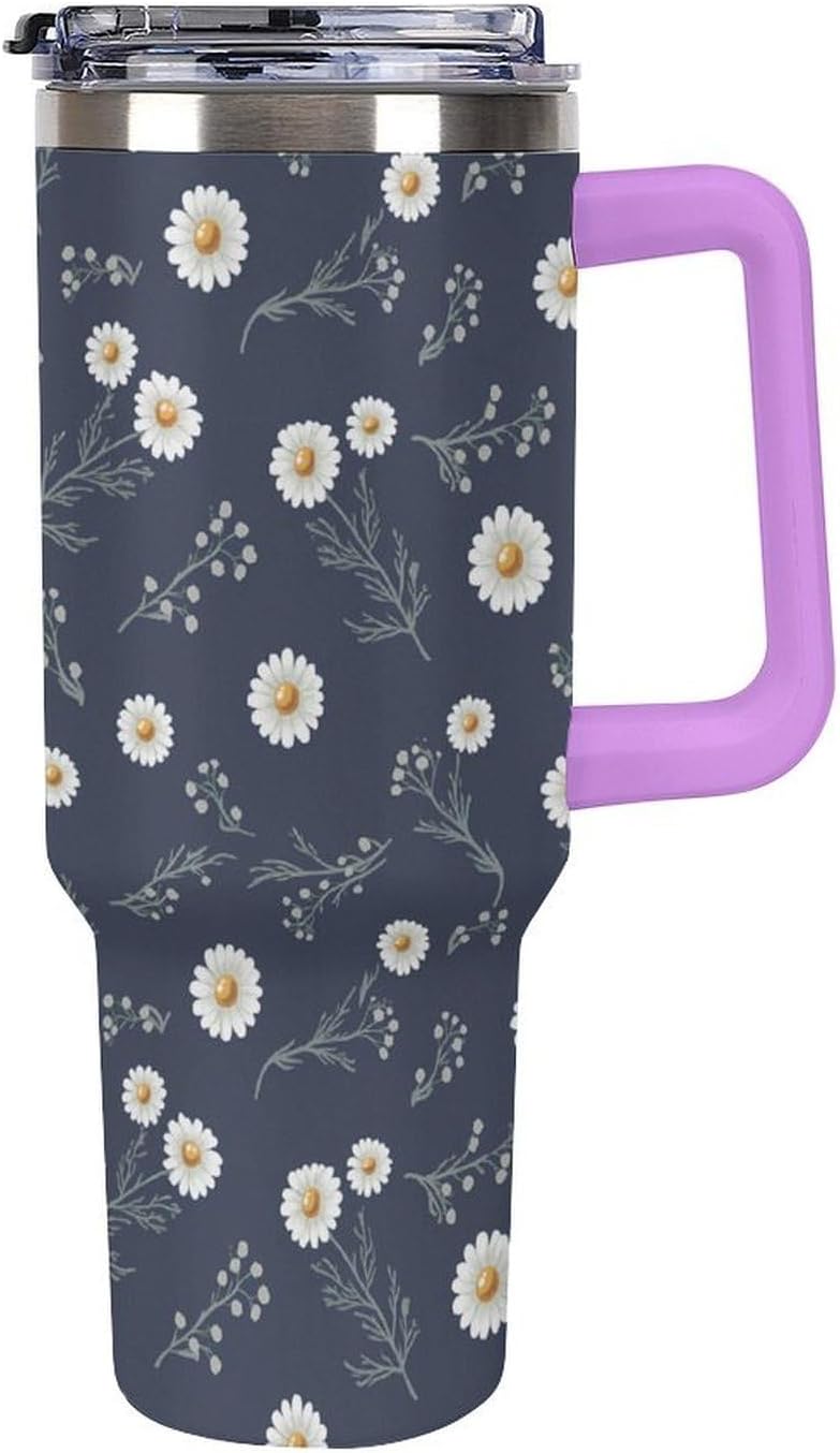 Leakproof Tumbler Vacuum Sealed Car Holder Friendly For Travel Teal And Peach Tropical Palm Leaf Pattern Water Tumbler white-style-23 - Colors F